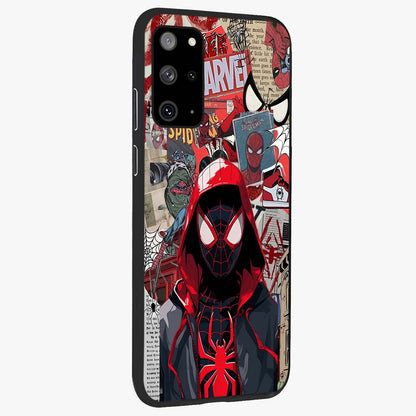 Spider Collage Street Glass Case upright view showcasing bold superhero artwork with urban street theme.