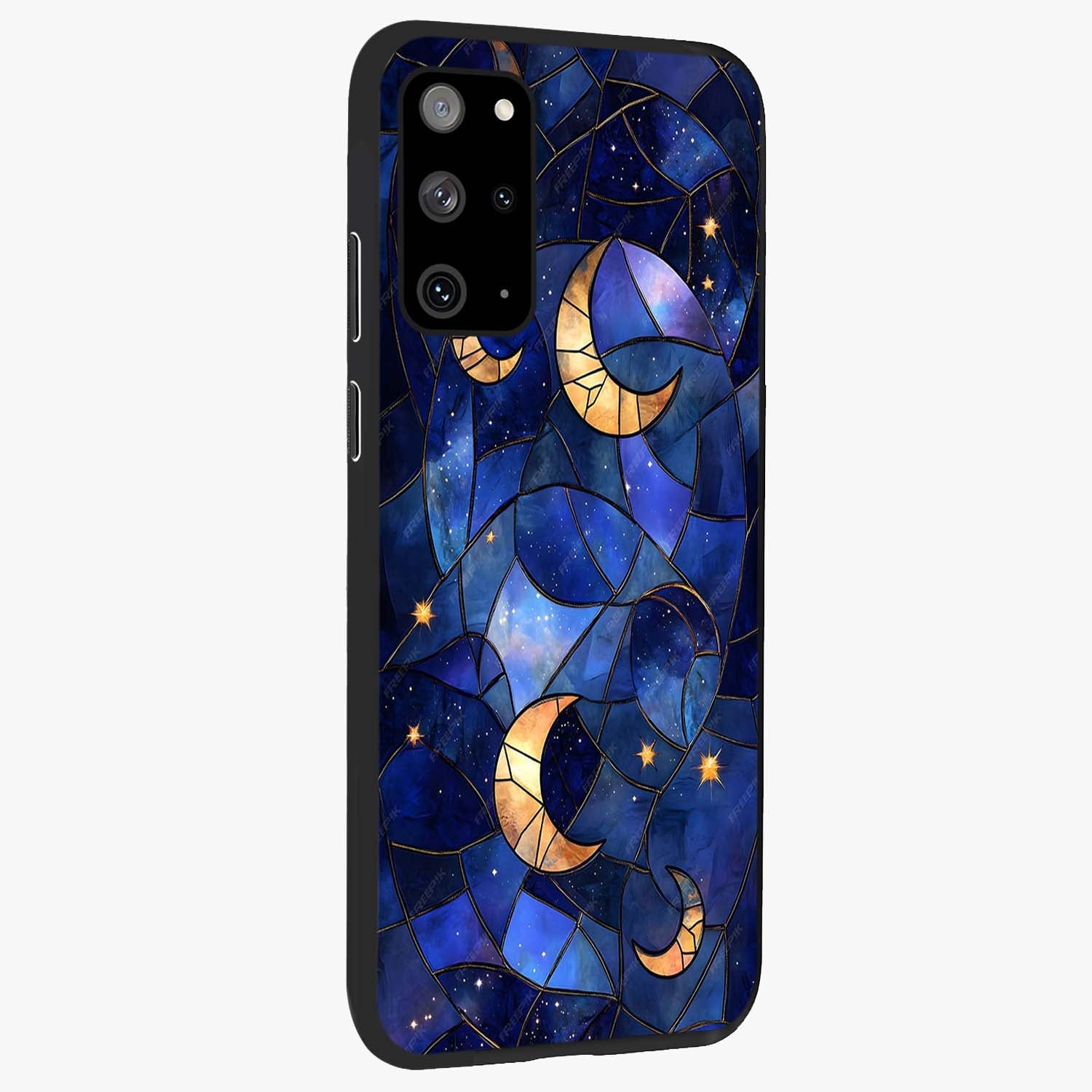 Starlit Sky Tapestry Glass Case upright view showcasing elegant starry sky artwork with cosmic decorative theme.