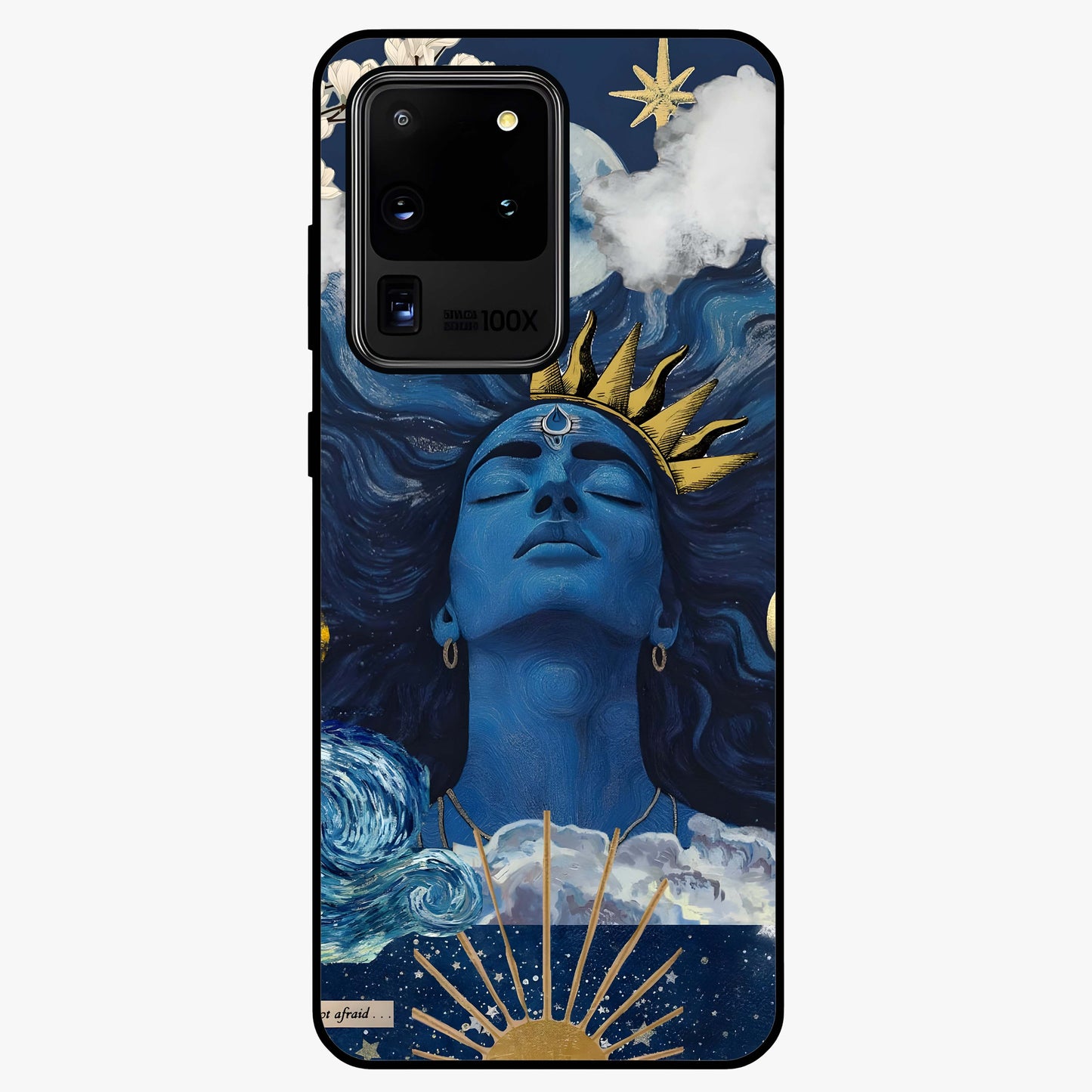 Aesthetic Lord Shiva Glass Case showing flat back view with divine Shiva artwork and glossy glass finish.