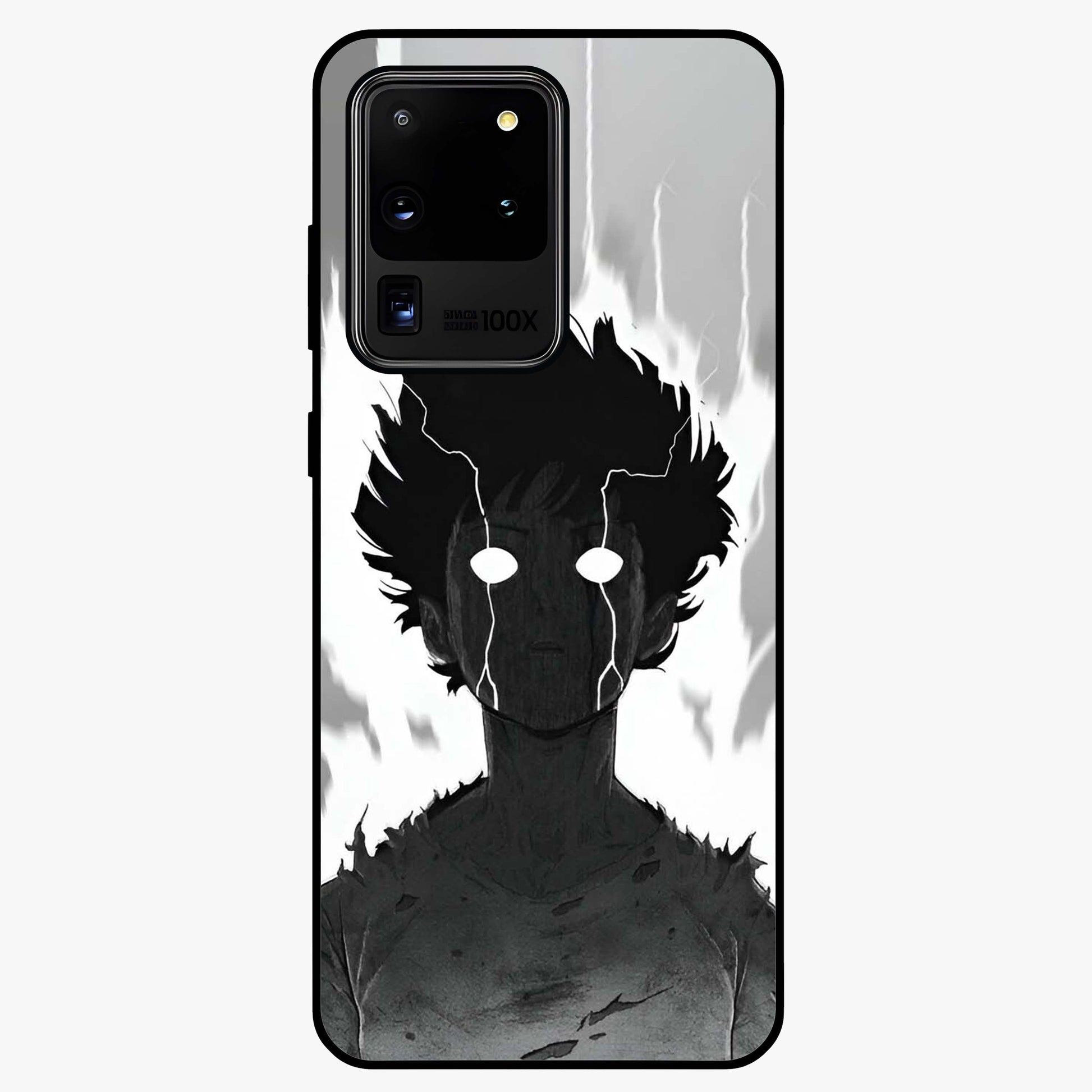 Awakened Inner Rage Glass Case showing flat back view with intense artistic artwork and glossy glass finish.