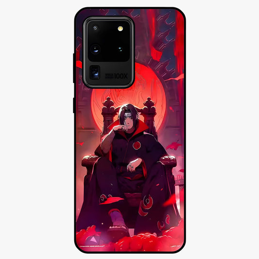 Blood Moon Sovereign Glass Case showing flat back view with mystical blood moon artwork and glossy glass finish.