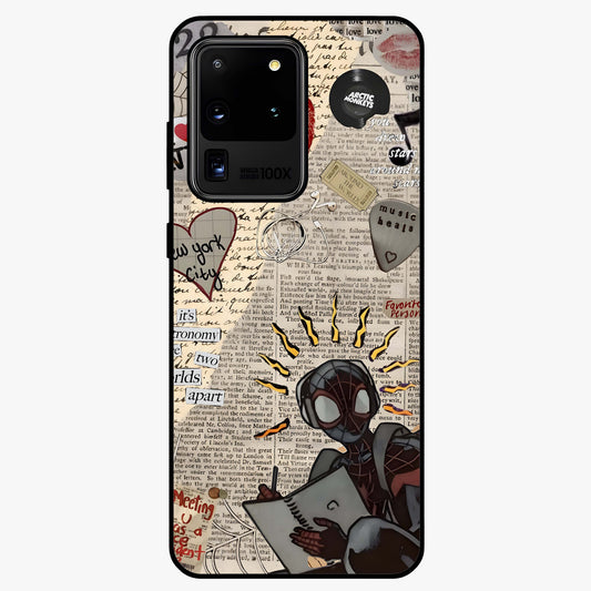 City Dream Sketch Glass Case showing flat back view with artistic city skyline sketch artwork and glossy glass finish.