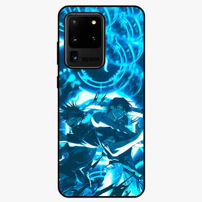 Cursed Energy Clash Glass Case showing flat back view with intense cursed energy artwork and glossy glass finish.