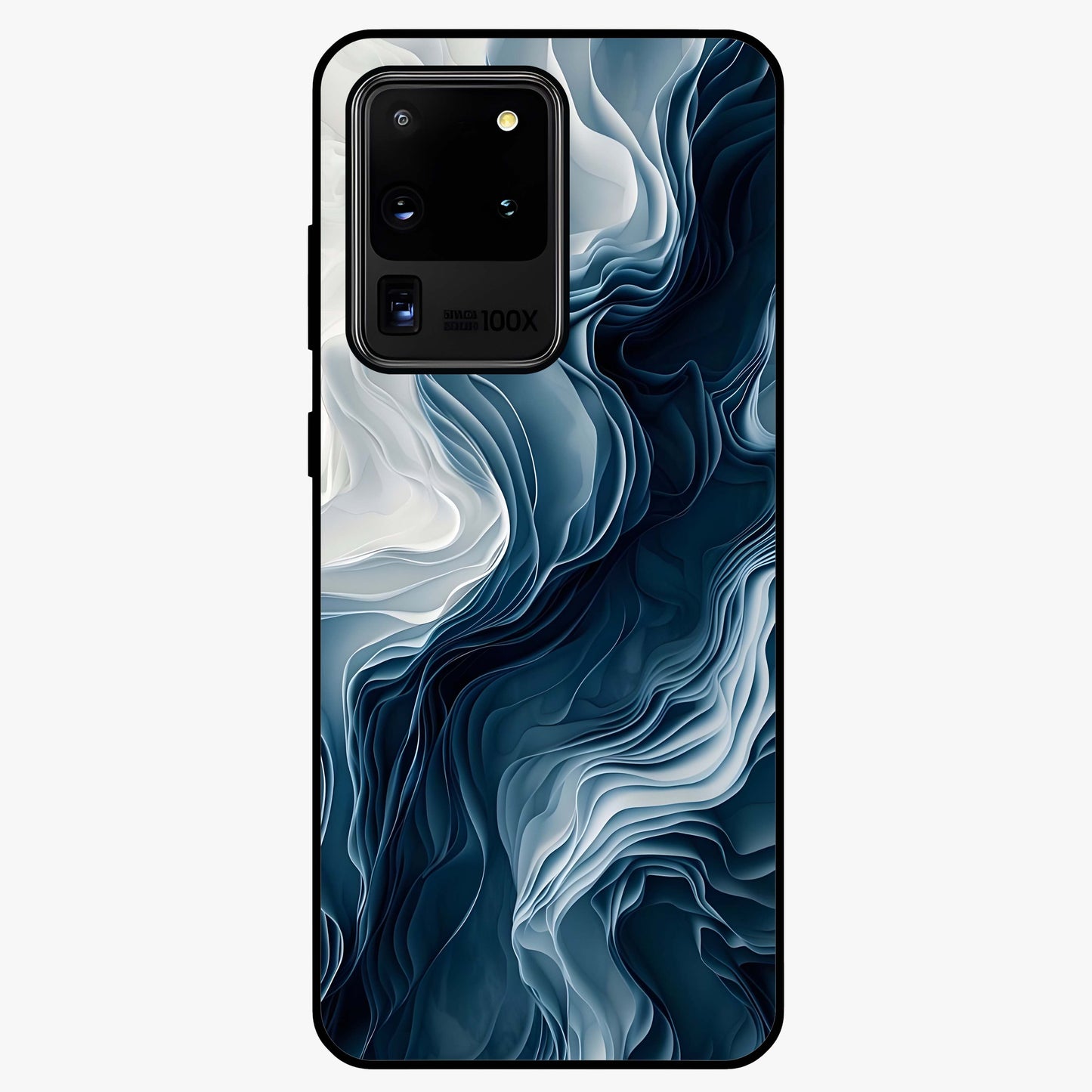 Ethereal Paper Marble Glass Case showing flat back view with soft marble paper texture artwork and glossy glass finish.