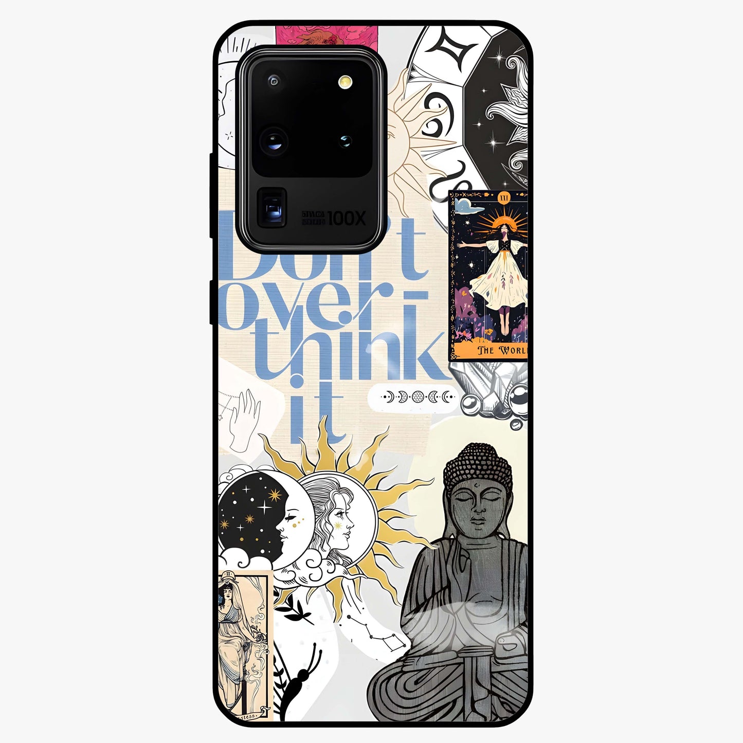 Ethereal Thoughts Glass Case showing flat back view with dreamy artistic artwork and glossy glass finish.