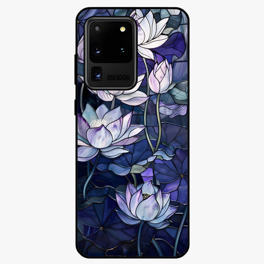 Gloss Petal Rush Glass Case showing flat back view with glossy flower petal artwork and smooth glass finish.