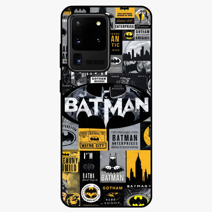 Knight Gotham Rise Glass Case showing flat back view with dark hero inspired artwork and glossy glass finish.