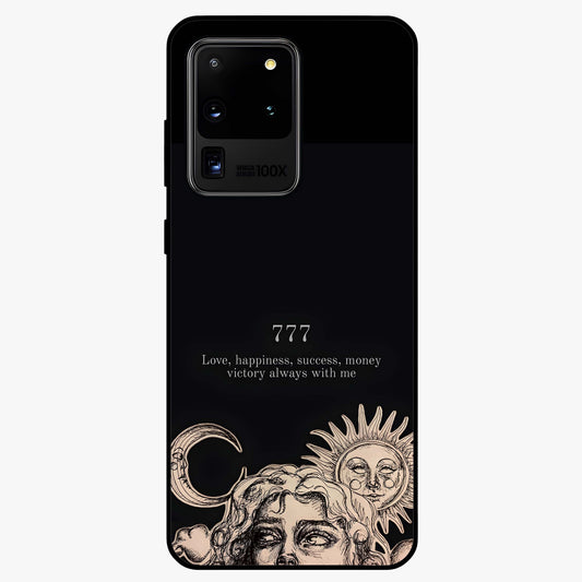 Mystic Victory Aura Glass Case showing flat back view with victory symbol artwork and glossy glass finish.