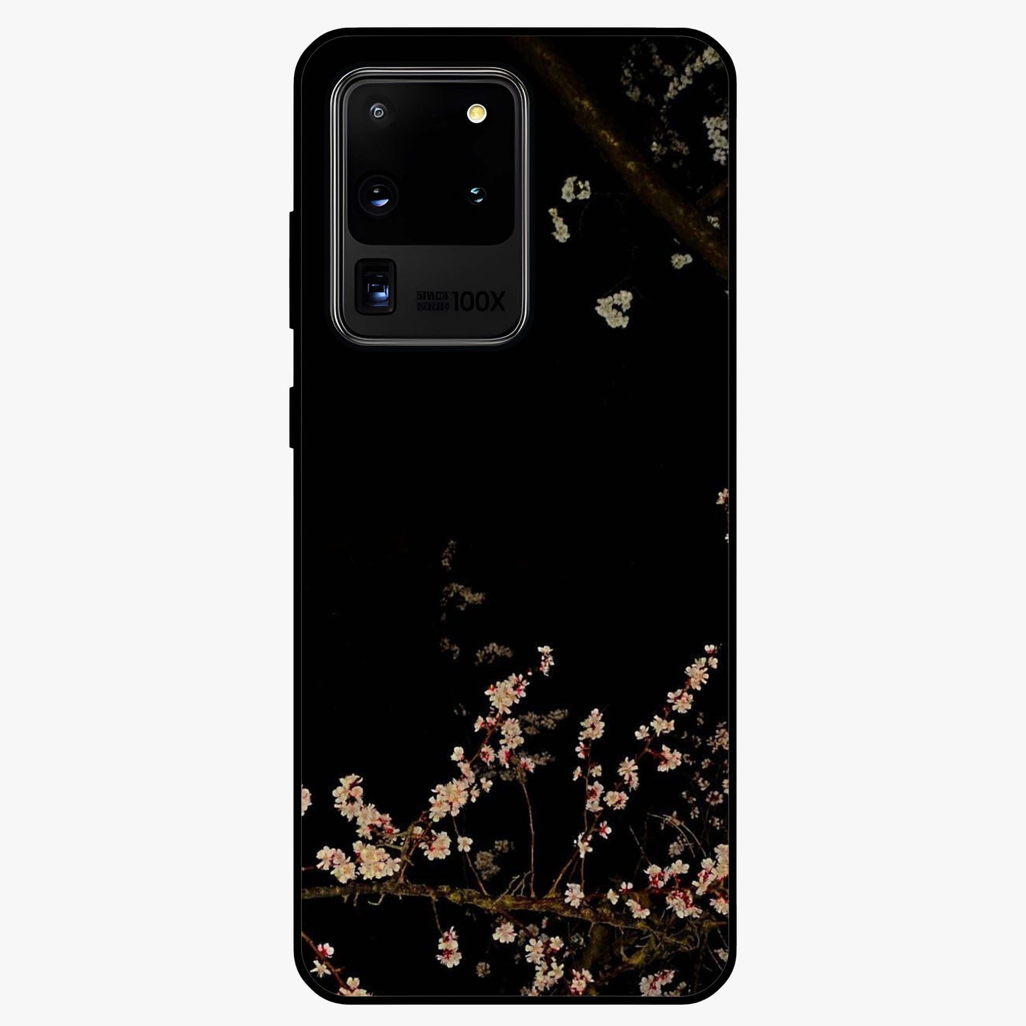 Petal Moon Light With Custom Name Glass Case showing flat back view with floral moonlight artwork and personalized name design.
