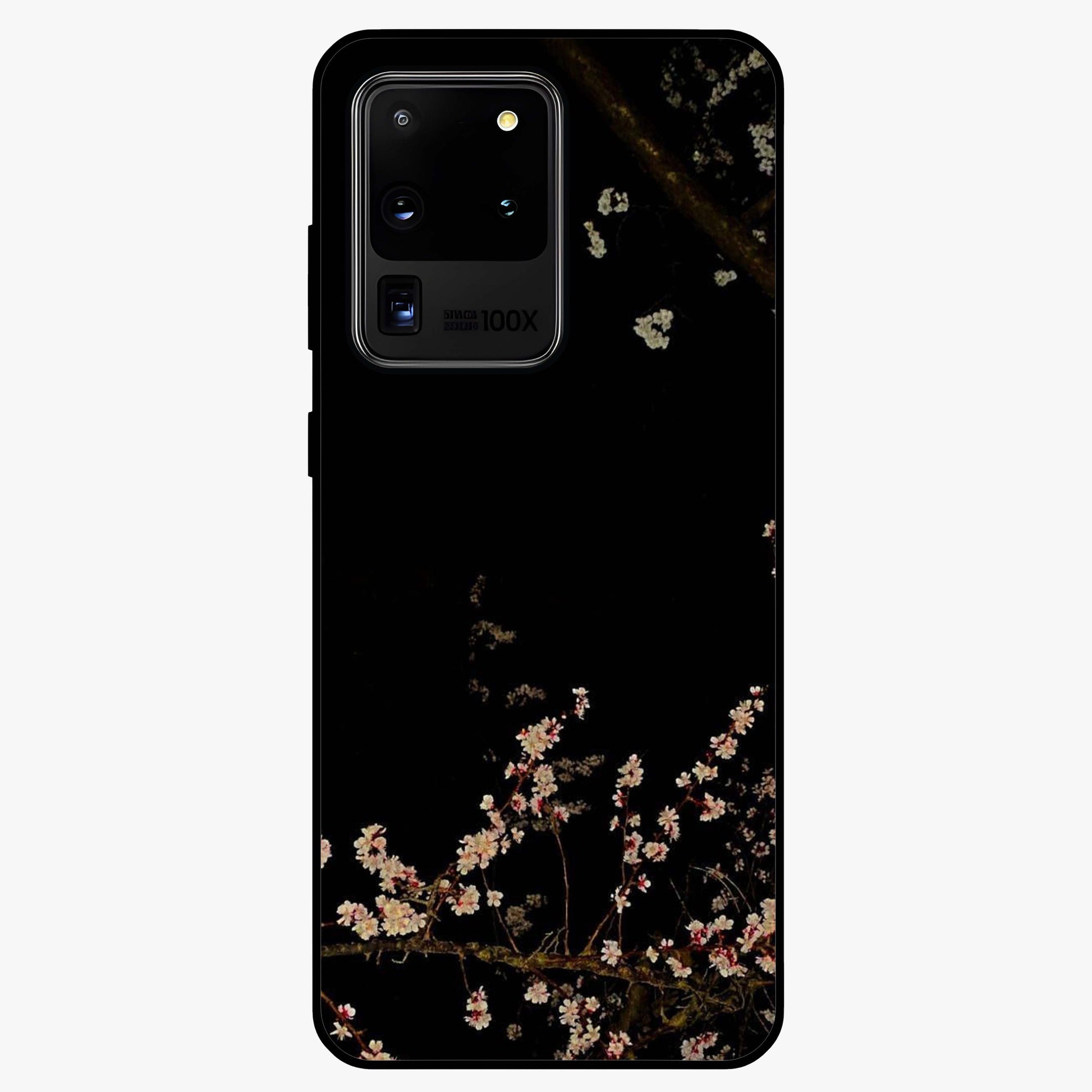 Petal Moon Light With Custom Name Glass Case showing flat back view with floral moonlight artwork and personalized name design.