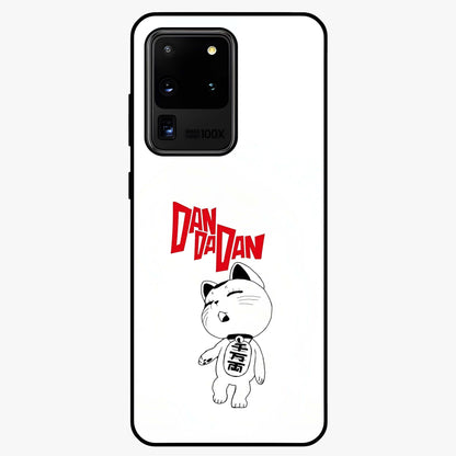 Playful Spirit Charm Glass Case showing flat back view with cheerful charm themed artwork and glossy glass finish.