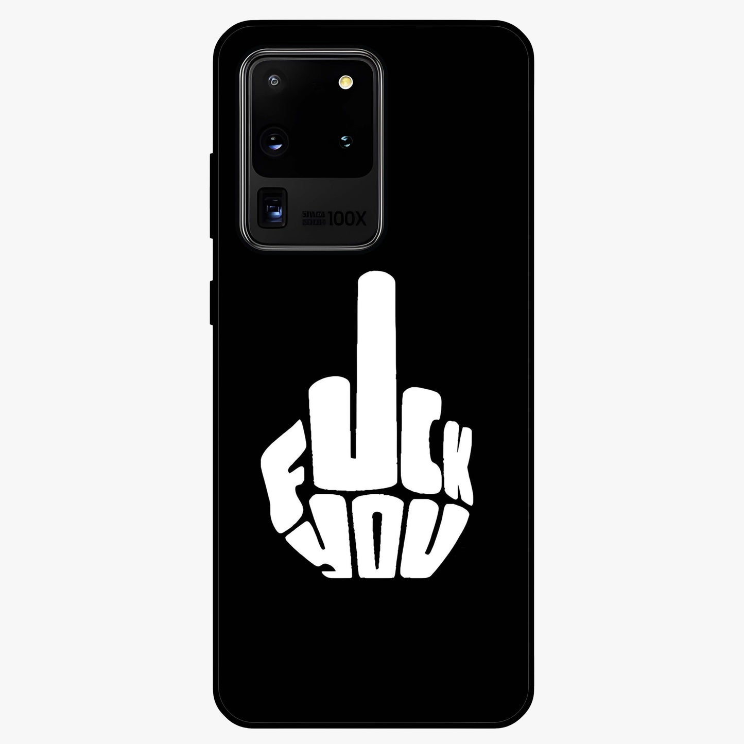 Rebel Mode On Glass Case showing flat back view with bold rebellious typography artwork and glossy glass finish.