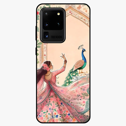 Royal Grace Muse Glass Case showing flat back view with elegant artistic artwork and glossy glass finish.