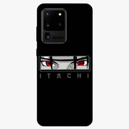 Scarlet Gaze Dominance Glass Case showing flat back view with striking red themed artwork and glossy glass finish.