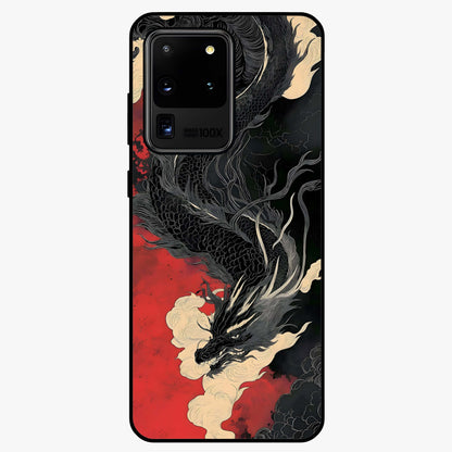 Shadow Dragon Fury Glass Case showing flat back view with fierce dragon artwork and glossy glass finish.
