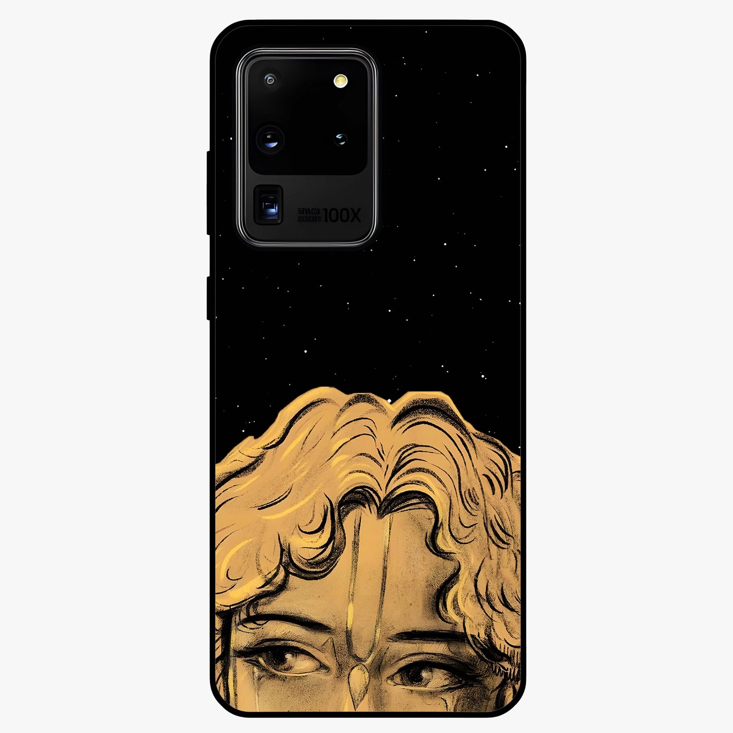 Shri Krishna Art Glass Case showing flat back view with devotional Krishna artwork and glossy glass finish.