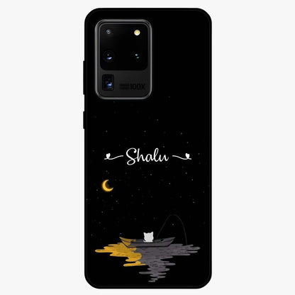 Silent Night Row Glass Case showing flat back view with calm night themed artwork and glossy glass finish.