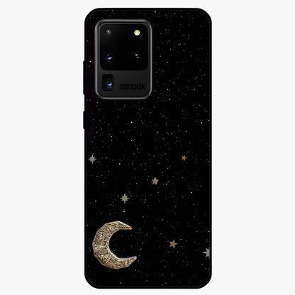 Twinkle Star With Half Moon Glass Case showing flat back view with star and half moon artwork and glossy glass finish.