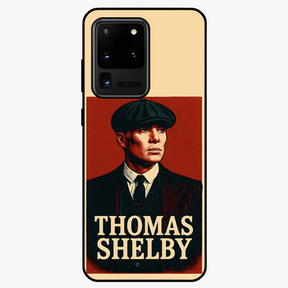 Vintage Mafia Authority Glass Case showing flat back view with bold vintage mafia inspired artwork and glossy glass finish.