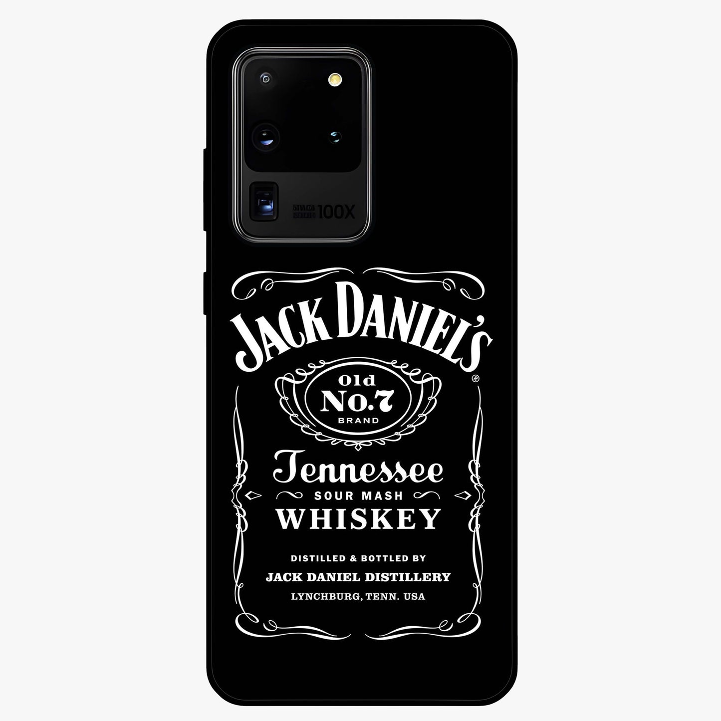 Vintage Whiskey Heritage Glass Case showing flat back view with classic whiskey inspired artwork and glossy glass finish.