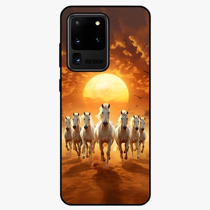 Wild Sunset Majesty Glass Case showing flat back view with majestic sunset landscape artwork and glossy glass finish.