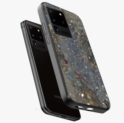 Aesthetic Astrolophia Glass Case displayed in angled mockup highlighting artistic aesthetic elements and smooth glass surface.