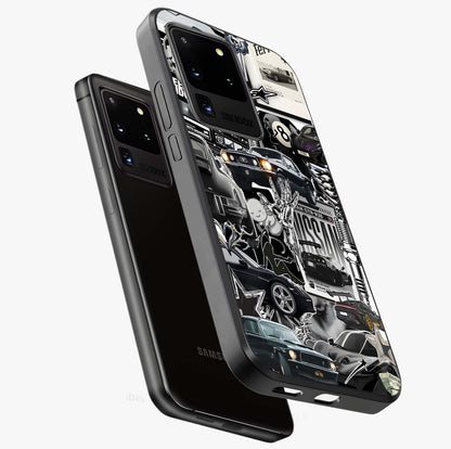 Aesthetic Dark Love Glass Case displayed in angled mockup highlighting moody aesthetic design and bold love theme.