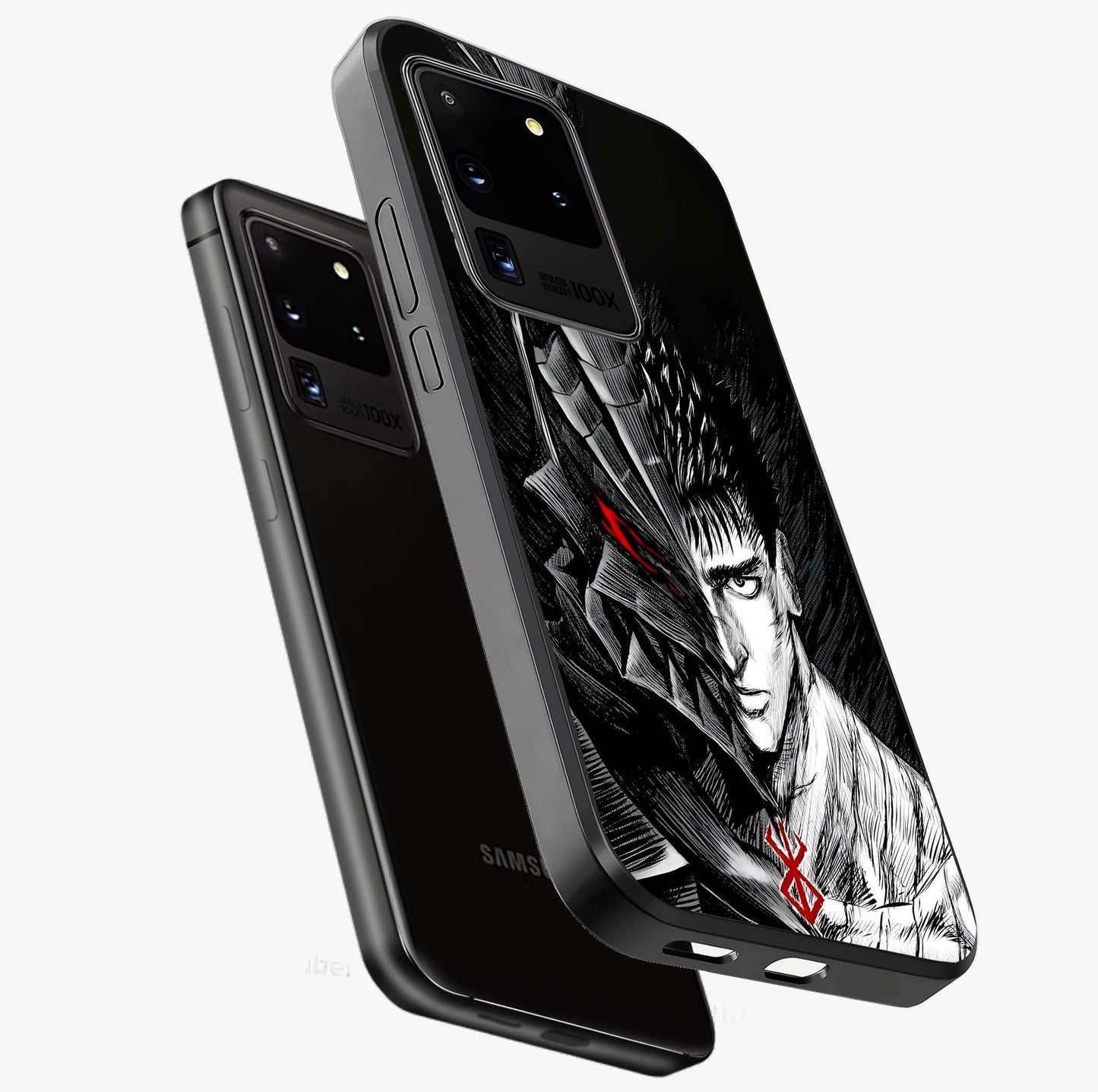 Berserker Blood Oath Glass Case displayed in angled mockup highlighting dark fantasy graphic design and powerful theme.