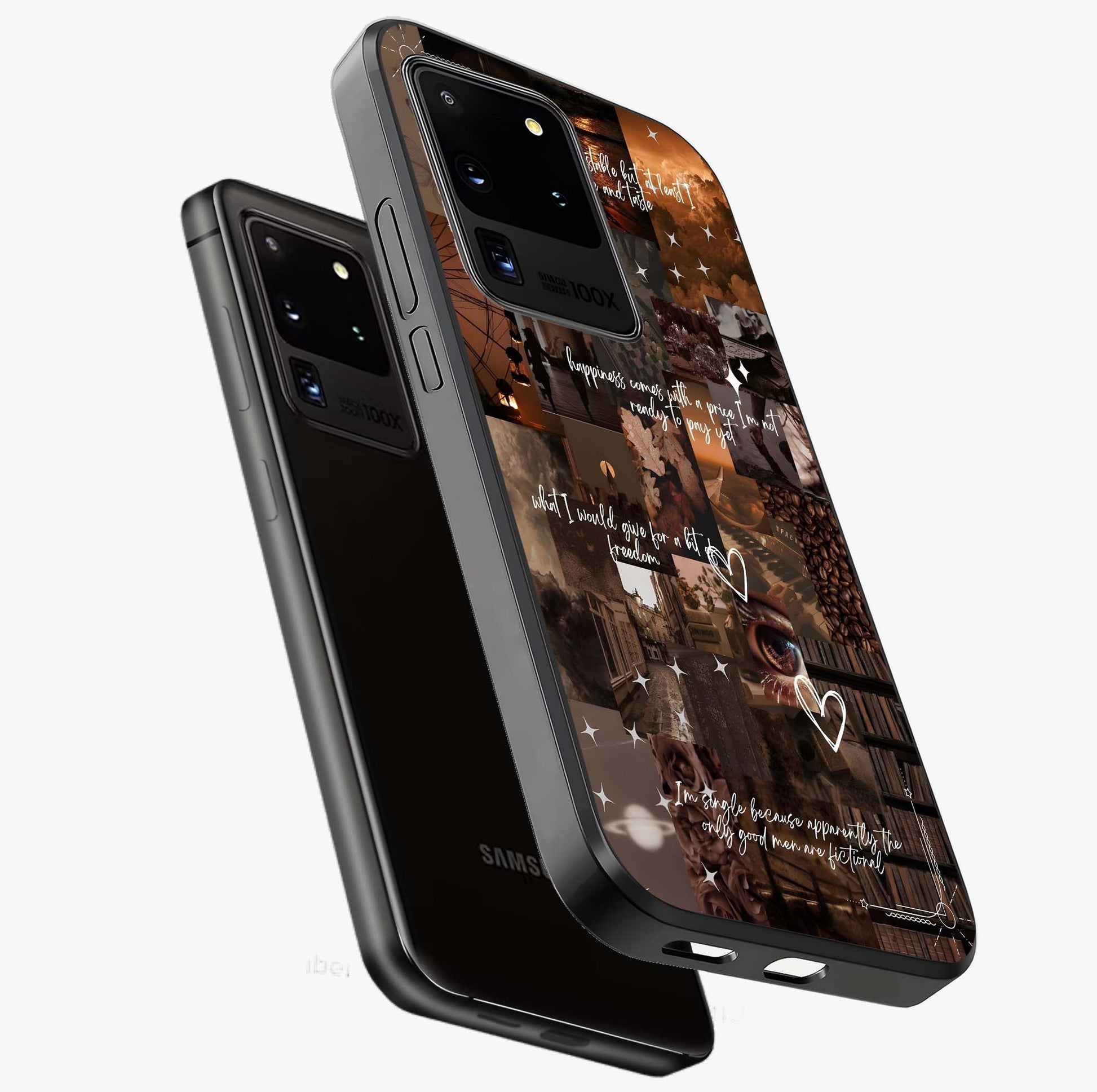 Bittersweet Aesthetic Chaos Glass Case displayed in angled mockup highlighting expressive abstract artwork and edgy aesthetic theme.