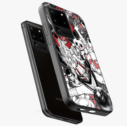 Crimson Chaos Panel Glass Case displayed in angled mockup highlighting chaotic panel style design with modern graphic theme.