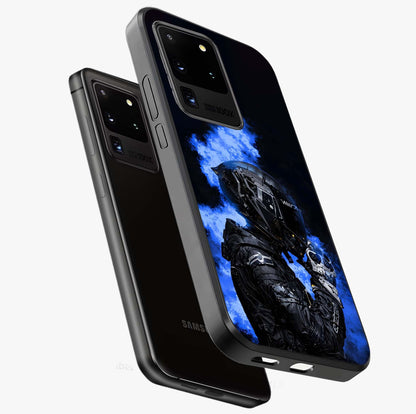 Cyber Sentinel Protocol Glass Case displayed in angled mockup highlighting digital cyber design with sci-fi aesthetic style.