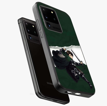Emerald War Vanguard Glass Case displayed in angled mockup highlighting intense battle inspired design with emerald tone aesthetic.