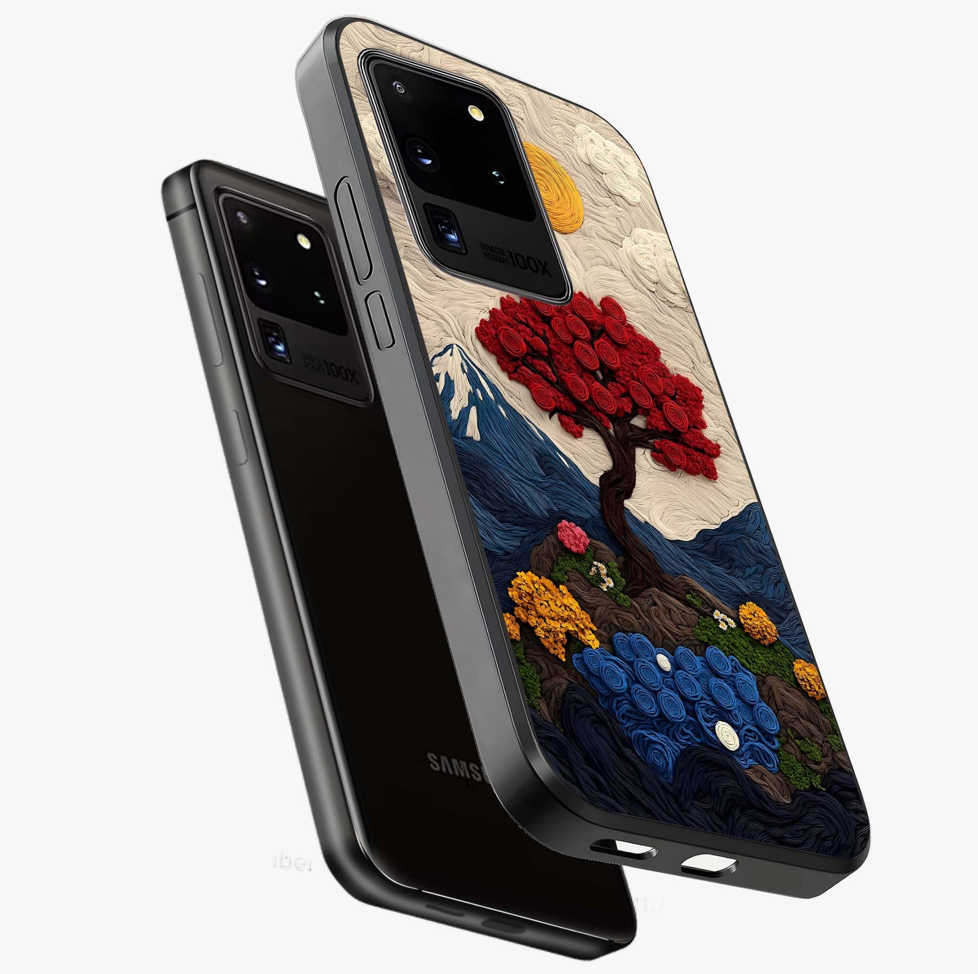 Eternal Nature Tapestry Glass Case displayed in angled mockup highlighting detailed botanical pattern with artistic aesthetic.