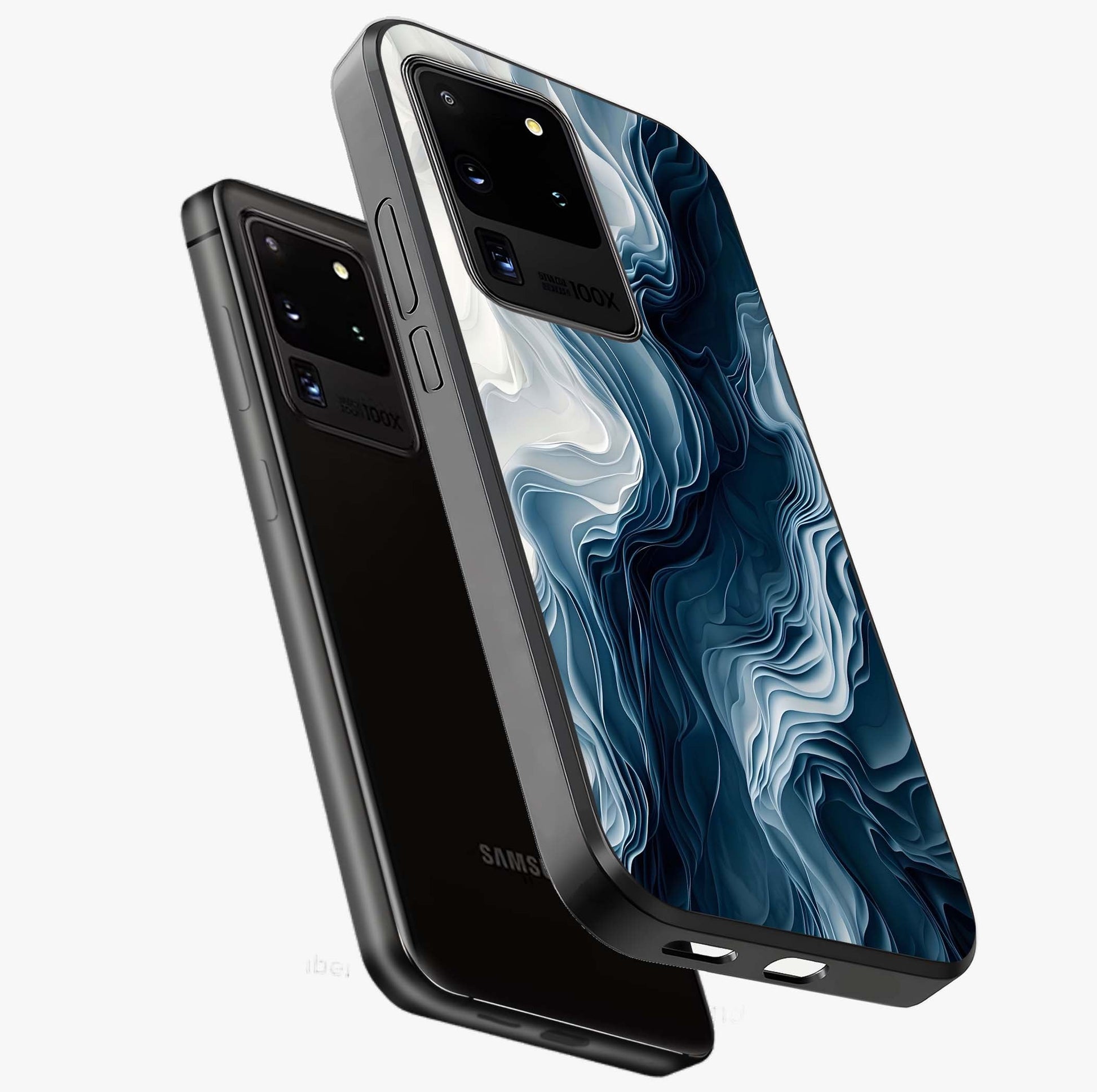 Ethereal Paper Marble Glass Case displayed in angled mockup highlighting elegant marble pattern with modern aesthetic style.