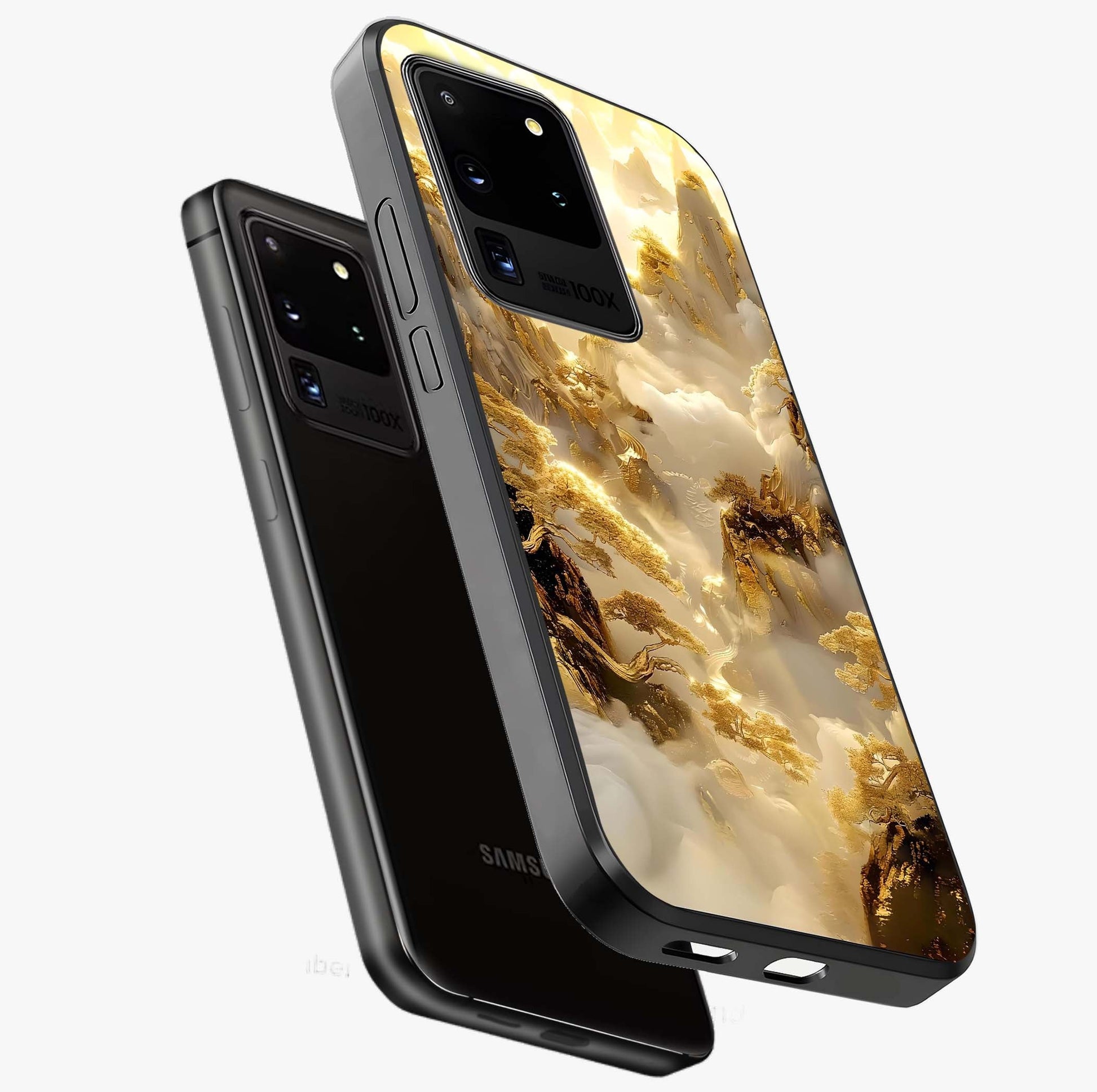 Gates Of Illumination Glass Case displayed in angled mockup highlighting radiant portal inspired design with fantasy aesthetic.