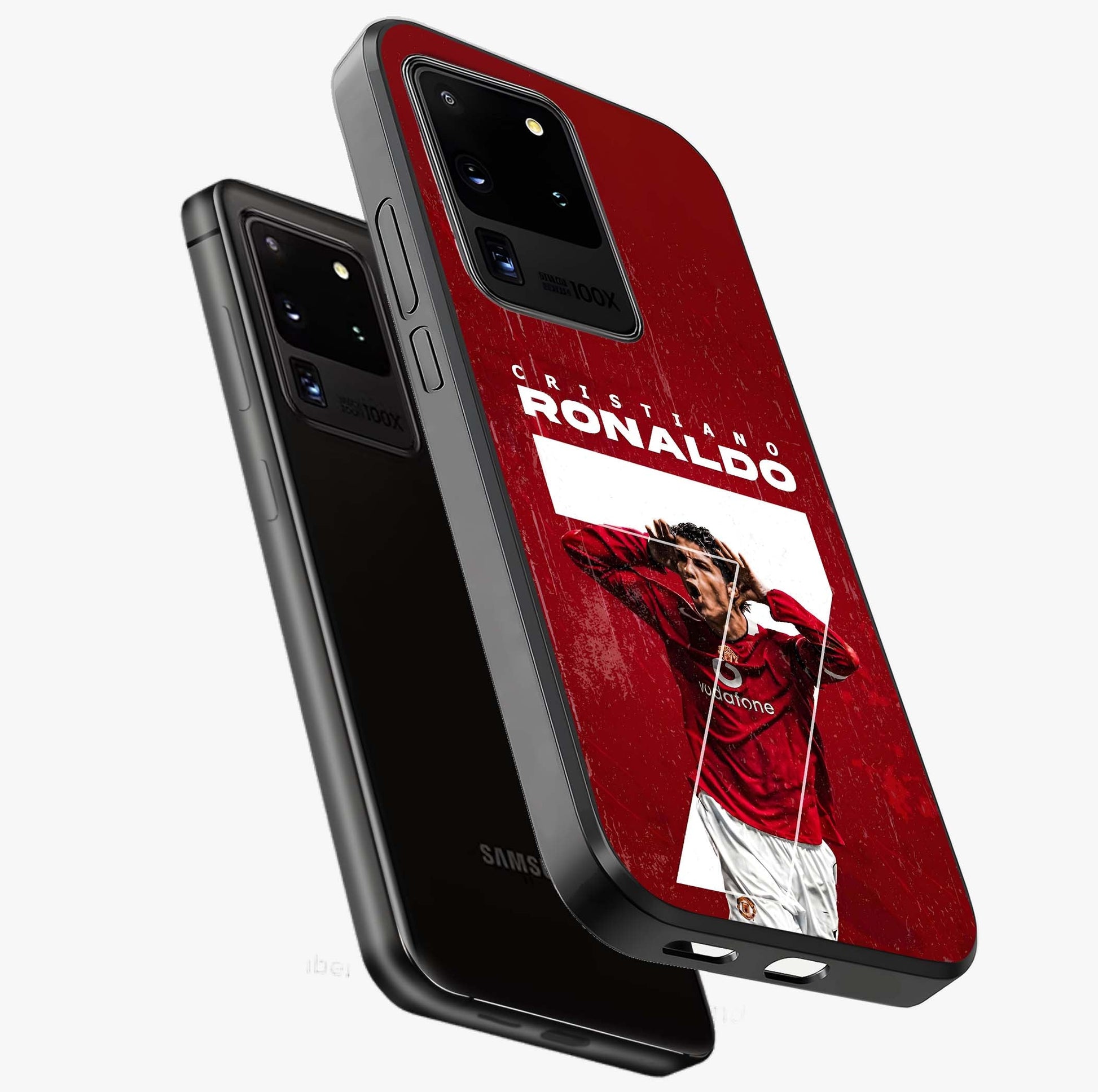 Goal Celebration Legacy Glass Case displayed in angled mockup highlighting energetic sports celebration design with bold athletic theme.