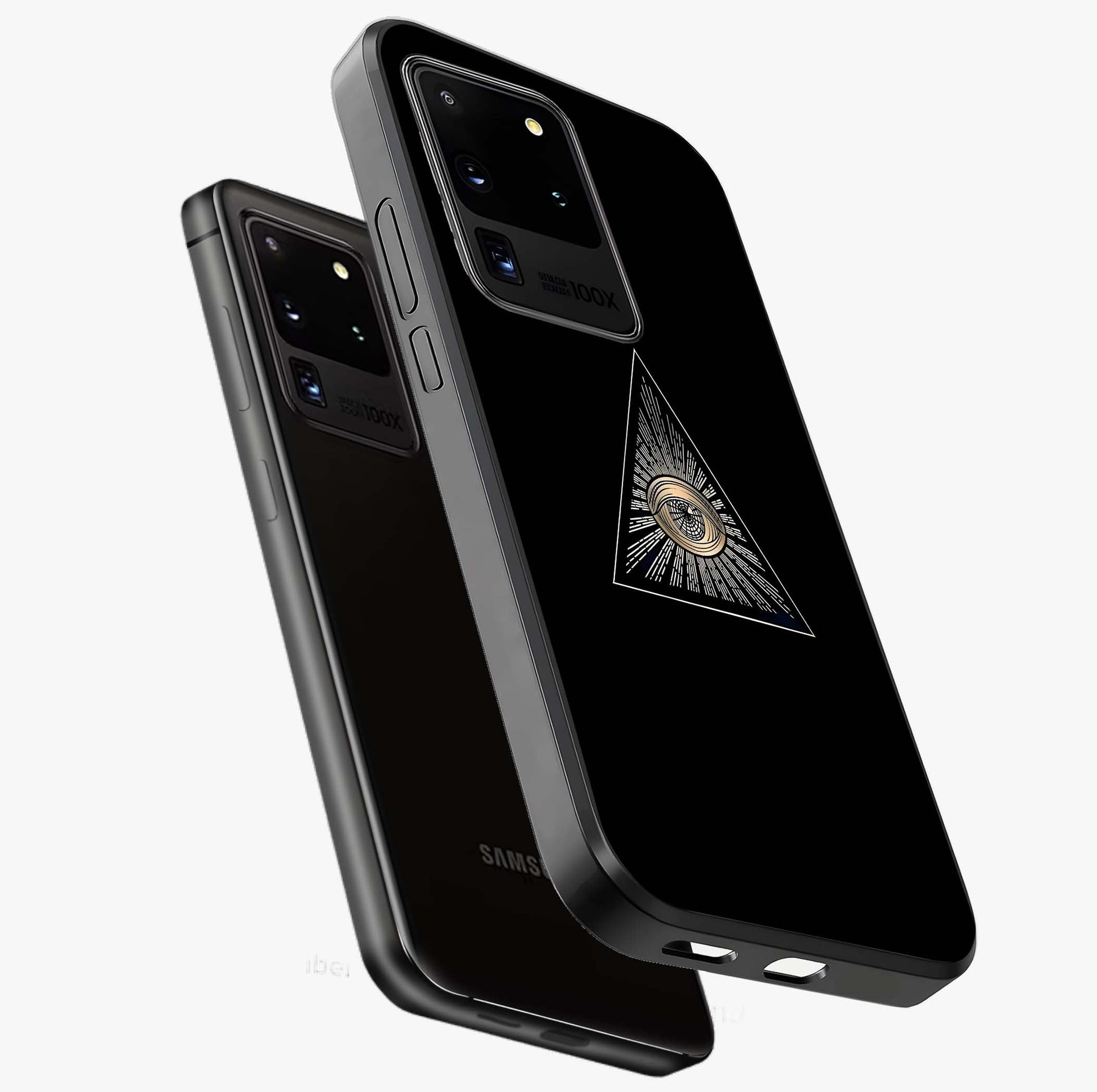 Illuminati Evil Glass Case displayed in angled mockup highlighting dark occult inspired design with bold aesthetic style.