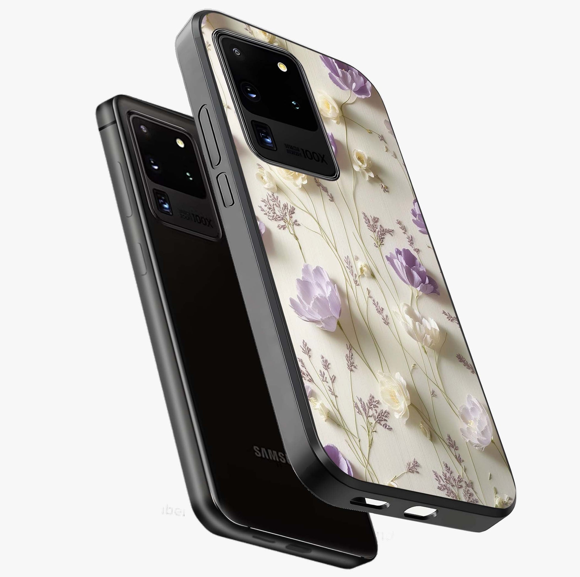 Lilac Breeze Harmony Glass Case displayed in angled mockup highlighting calm lilac breeze design with soothing aesthetic style.
