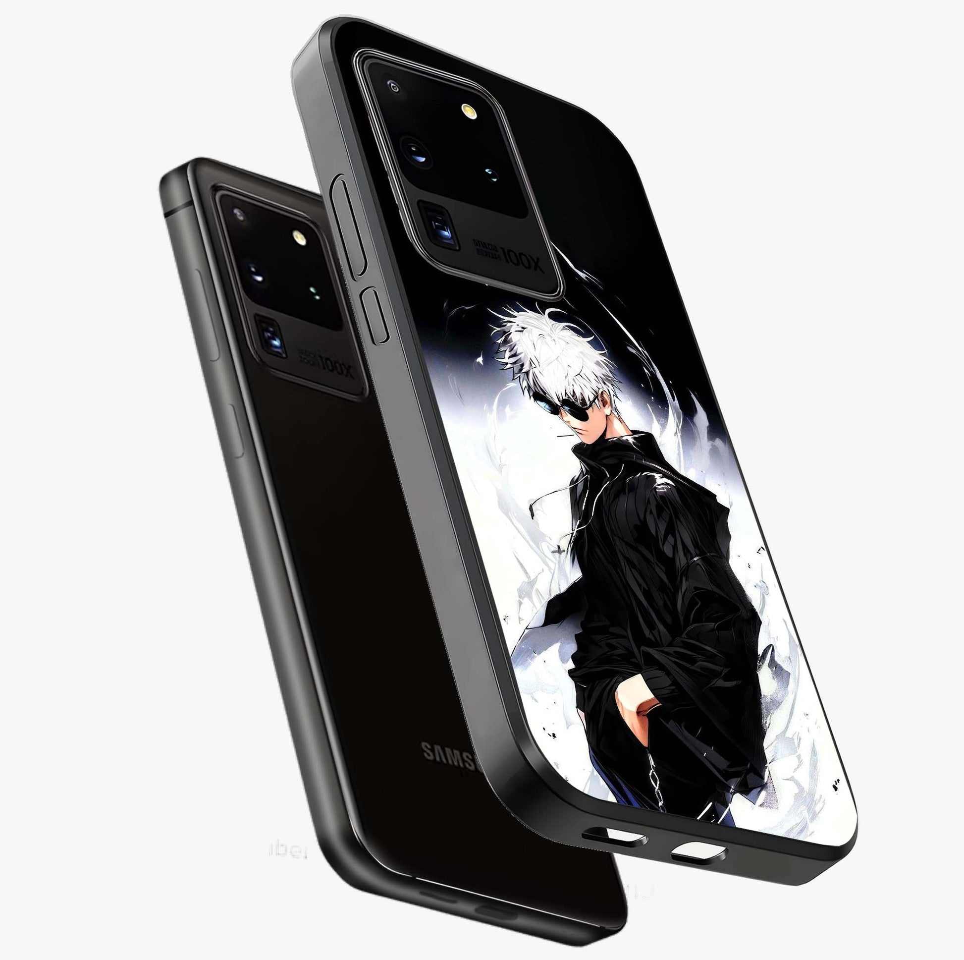 Limitless Shadow King Glass Case displayed in angled mockup highlighting dramatic dark hero design with intense aesthetic.
