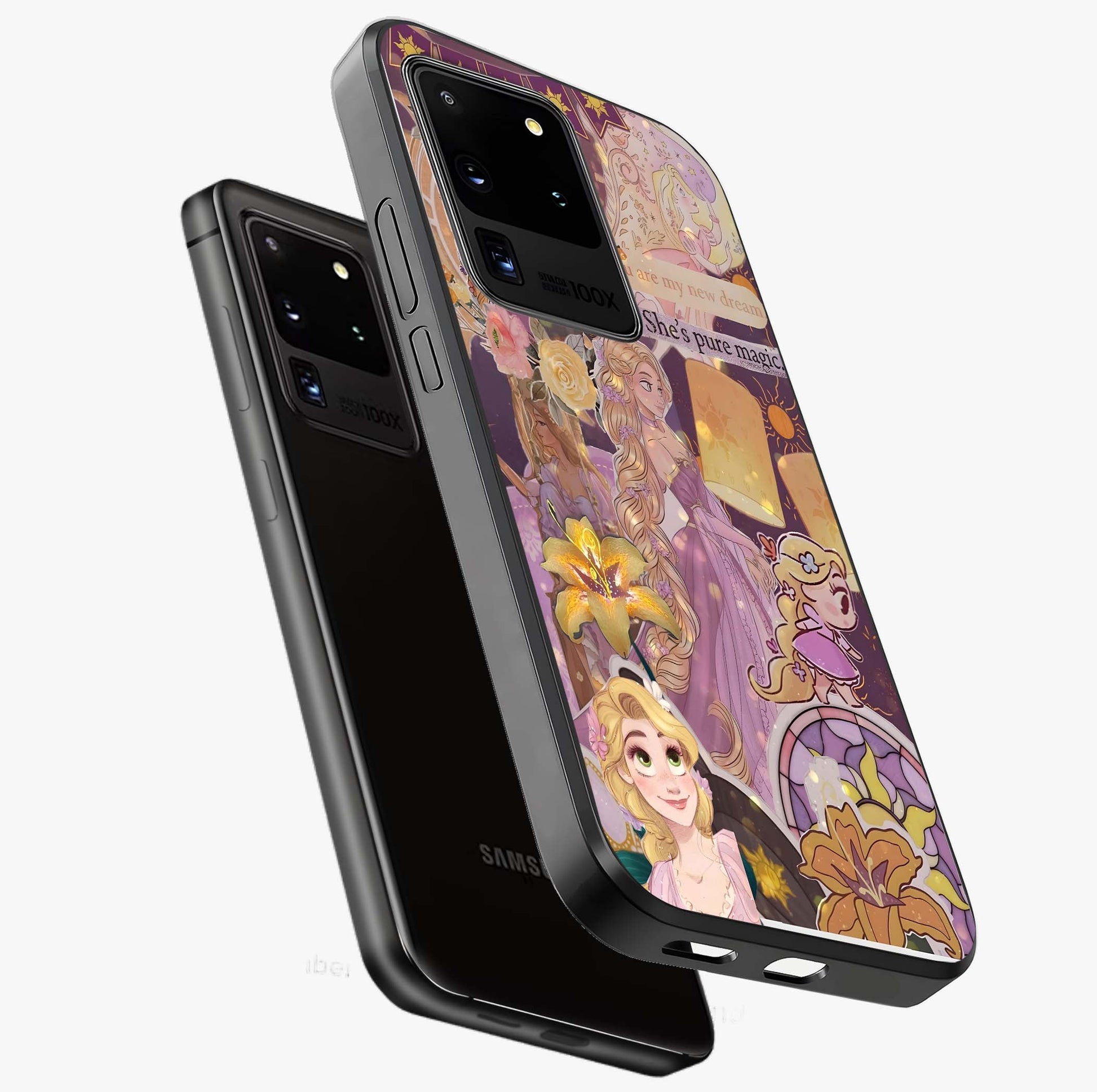 Magical Tangled Dream Glass Case displayed in angled mockup highlighting whimsical fantasy design with magical aesthetic.