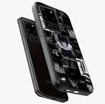 Midnight Chaos Mind Glass Case displayed in angled mockup highlighting chaotic artistic design with dramatic midnight aesthetic.