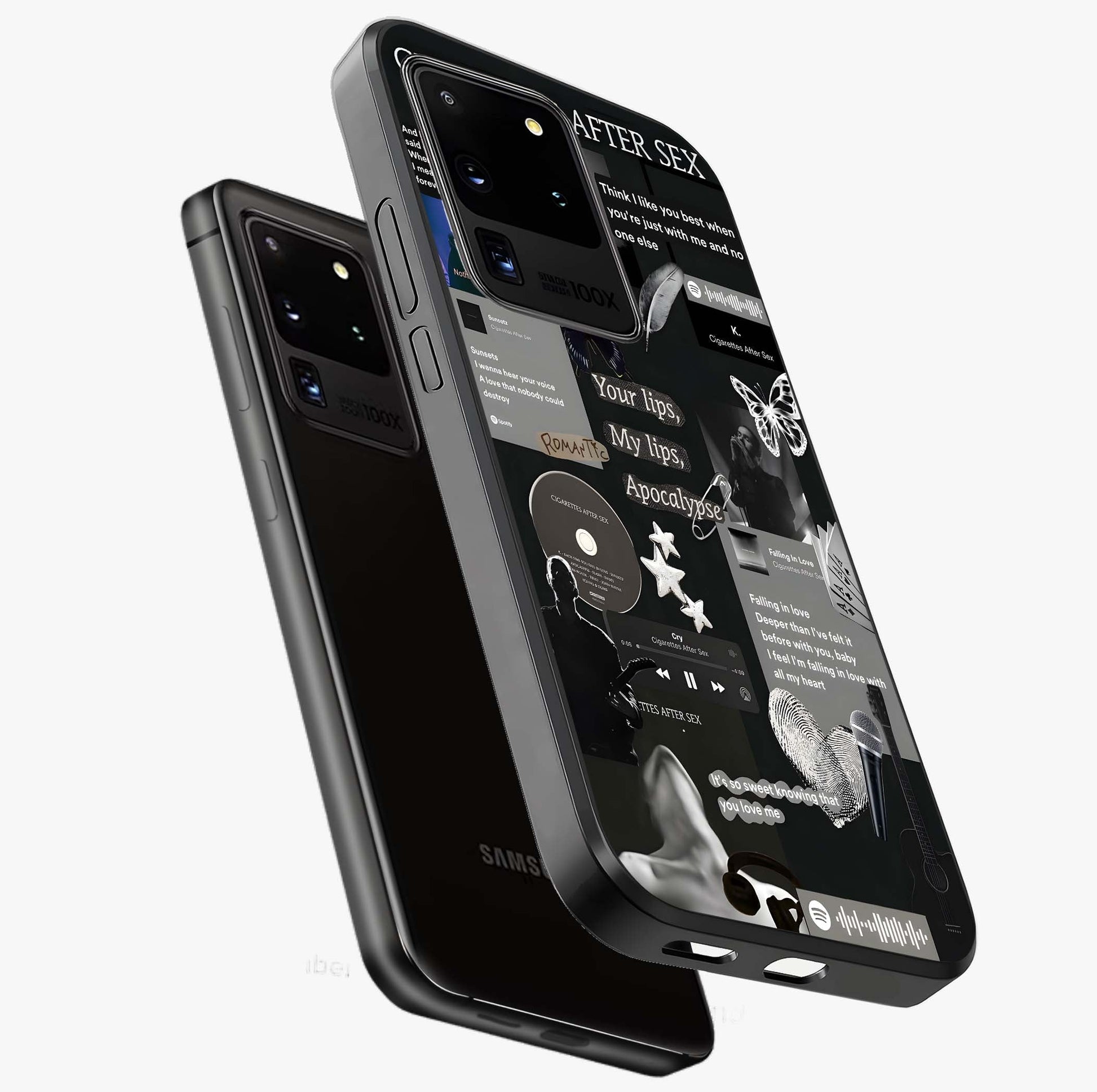 Midnight Love Echo Glass Case displayed in angled mockup highlighting elegant love inspired design with deep aesthetic style.