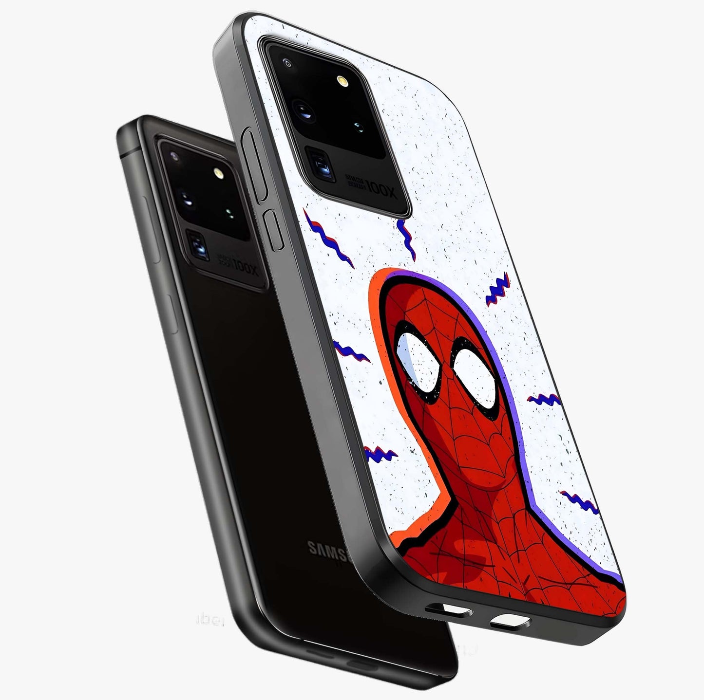 Omg Spiderman Glass Case displayed in angled mockup highlighting dynamic hero illustration with action comic aesthetic.
