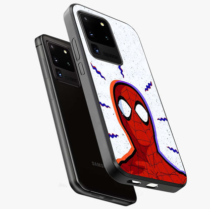 Omg Spiderman Glass Case displayed in angled mockup highlighting dynamic hero illustration with action comic aesthetic.