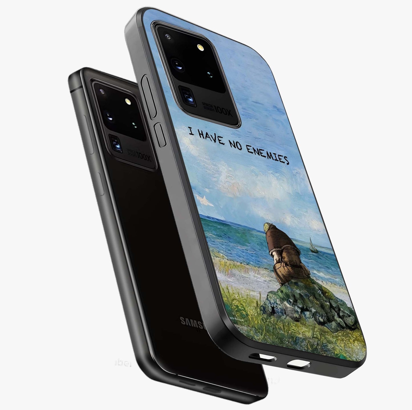 Peace Beyond War Glass Case displayed in angled mockup highlighting meaningful message design with artistic aesthetic style.