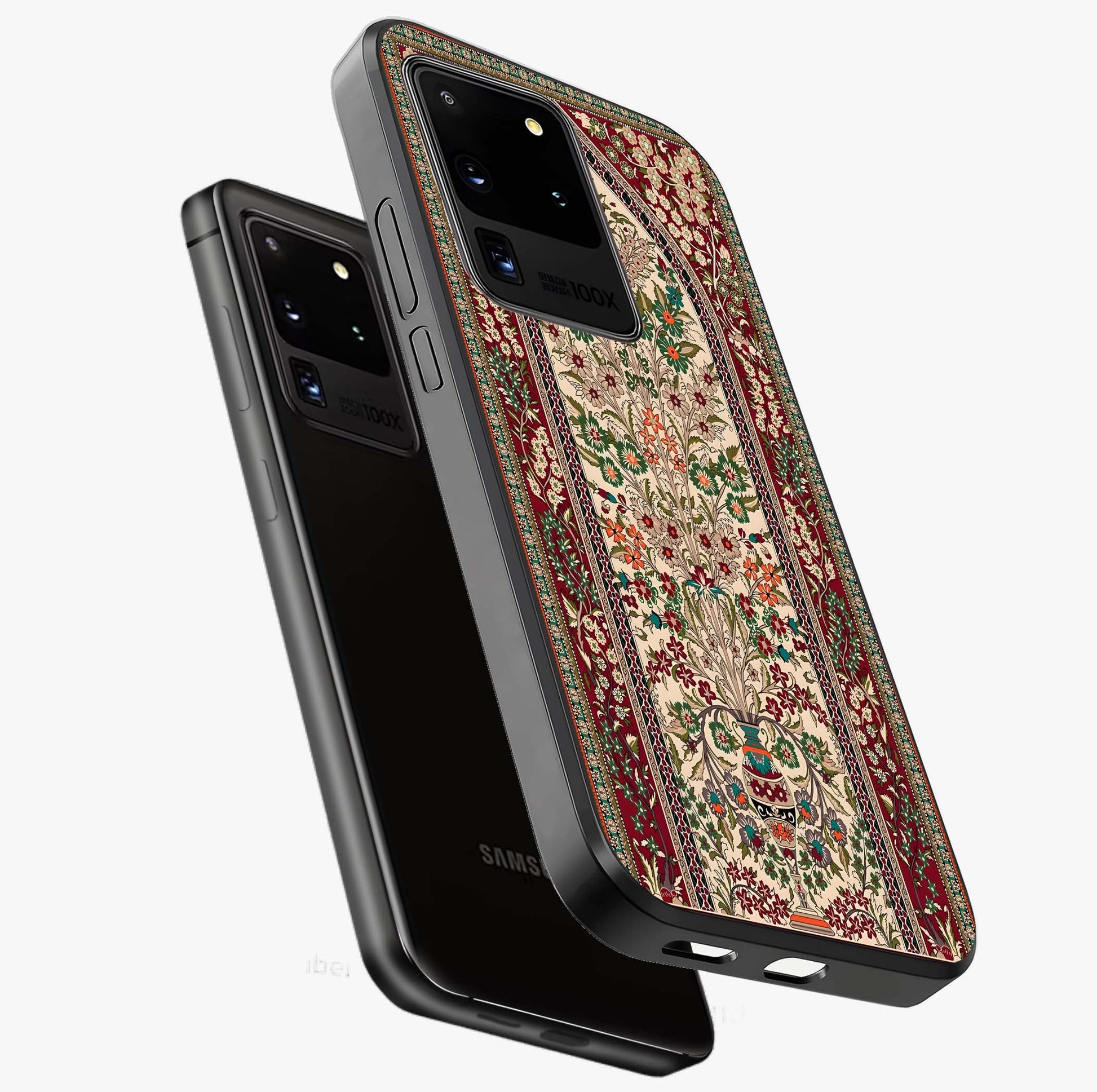 Persian Inspired Glass Case displayed in angled mockup highlighting intricate traditional design with elegant cultural aesthetic.