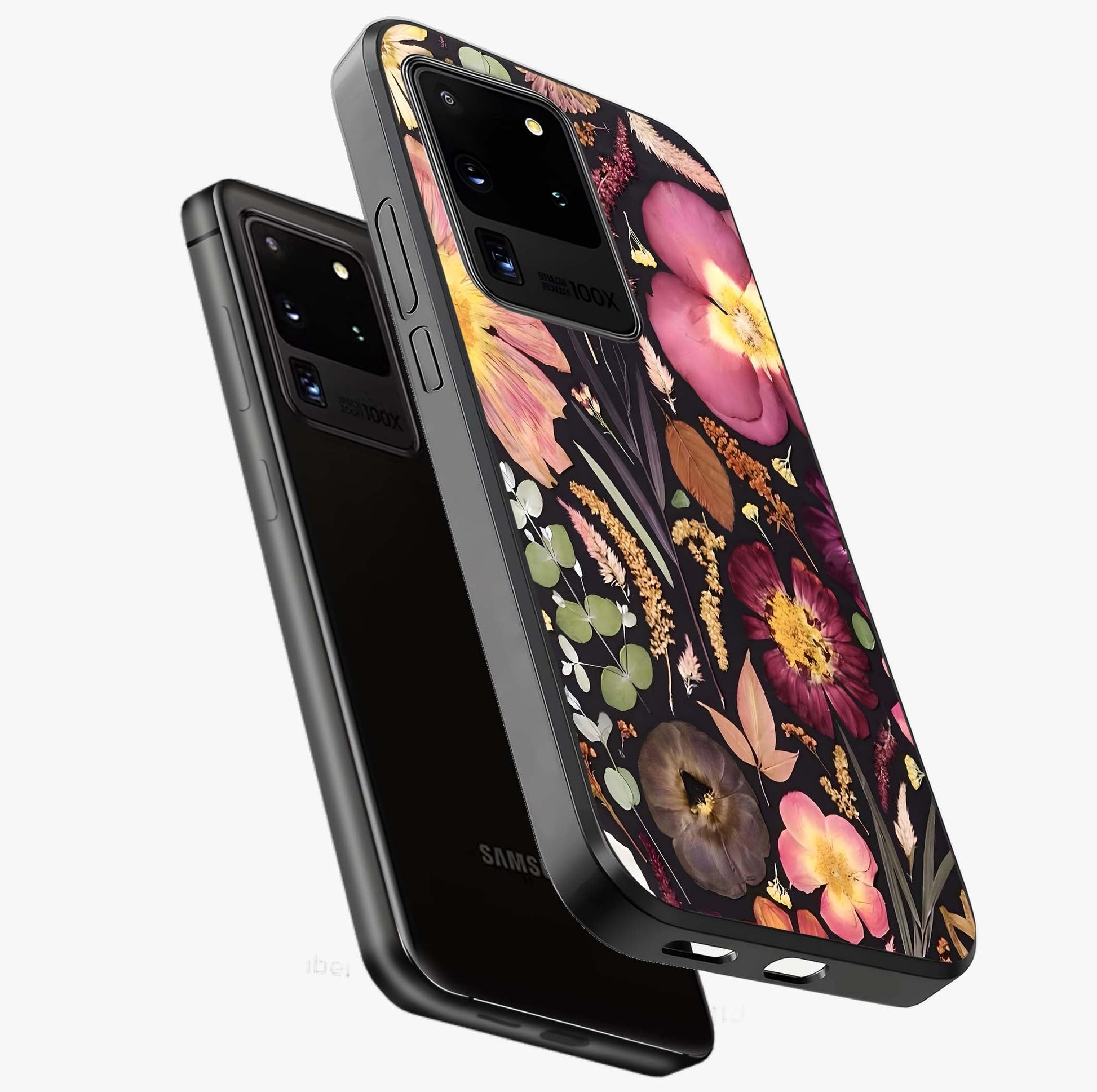 Petal Dream Tapestry Glass Case displayed in angled mockup highlighting decorative petal pattern with elegant botanical aesthetic.