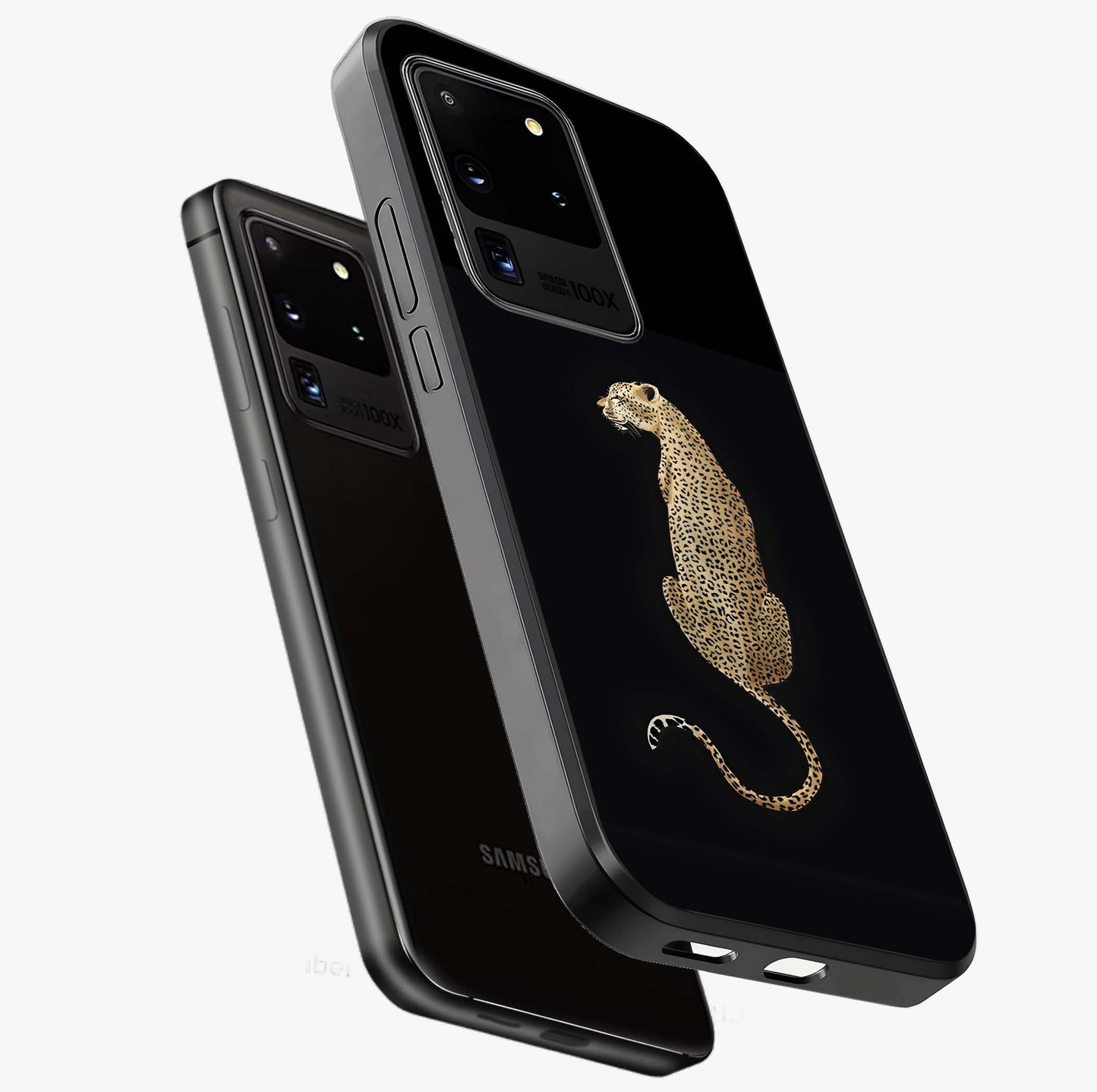 Regal Leopard Glass Case displayed in angled mockup highlighting powerful animal illustration with stylish wild aesthetic.