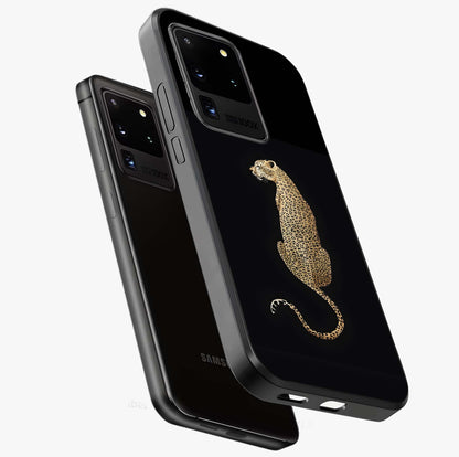 Regal Leopard Glass Case displayed in angled mockup highlighting powerful animal illustration with stylish wild aesthetic.
