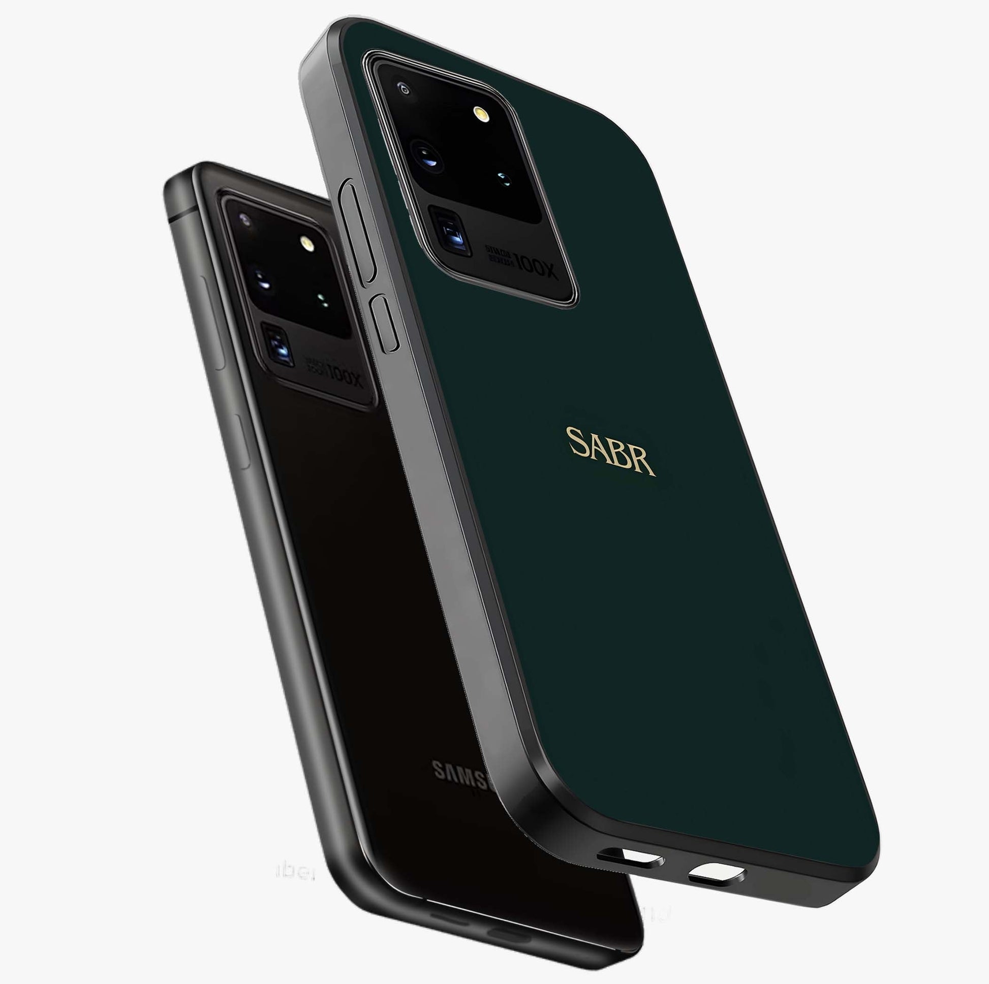 Sabr Minimal Patience Glass Case displayed in angled mockup highlighting simple inspirational design with clean aesthetic style.